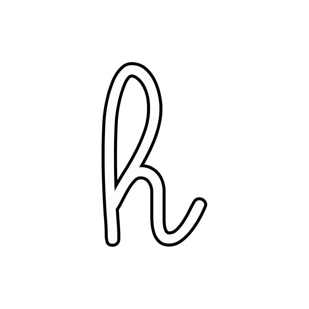 Letters and numbers - Letter h lowercase cursive