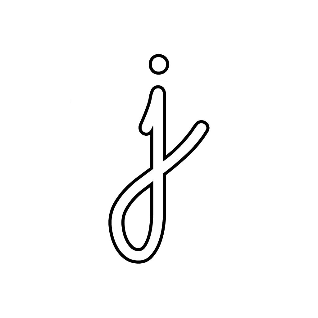 Letters and numbers - Letter j lowercase cursive
