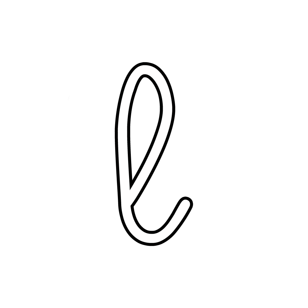 Letters and numbers - Letter l lowercase cursive