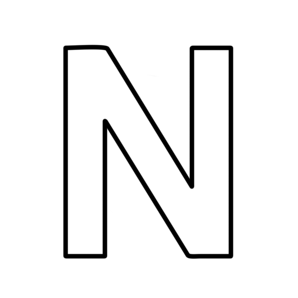 Letters and numbers - Letter N block capitals