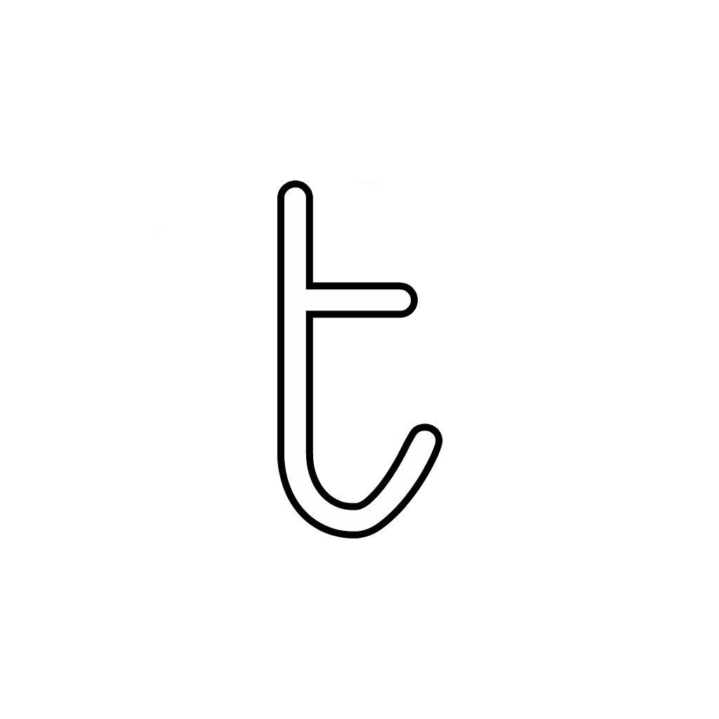 Letters and numbers - Letter t lowercase cursive