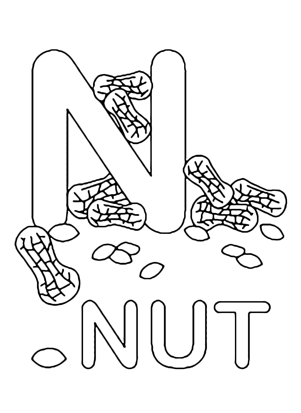 Letters and numbers - N for nut uppercase letter