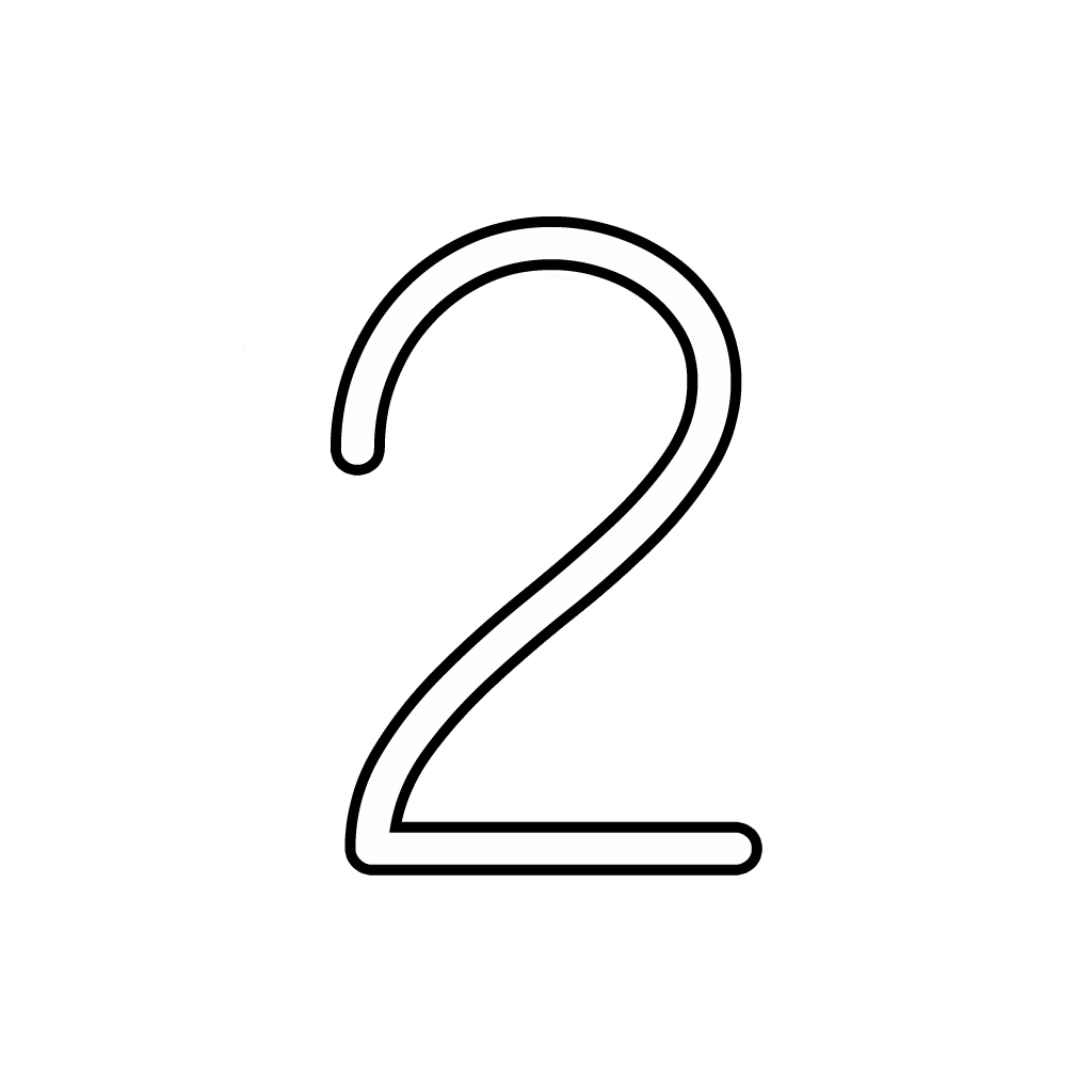 Letters and numbers - Number 2 (two) cursive