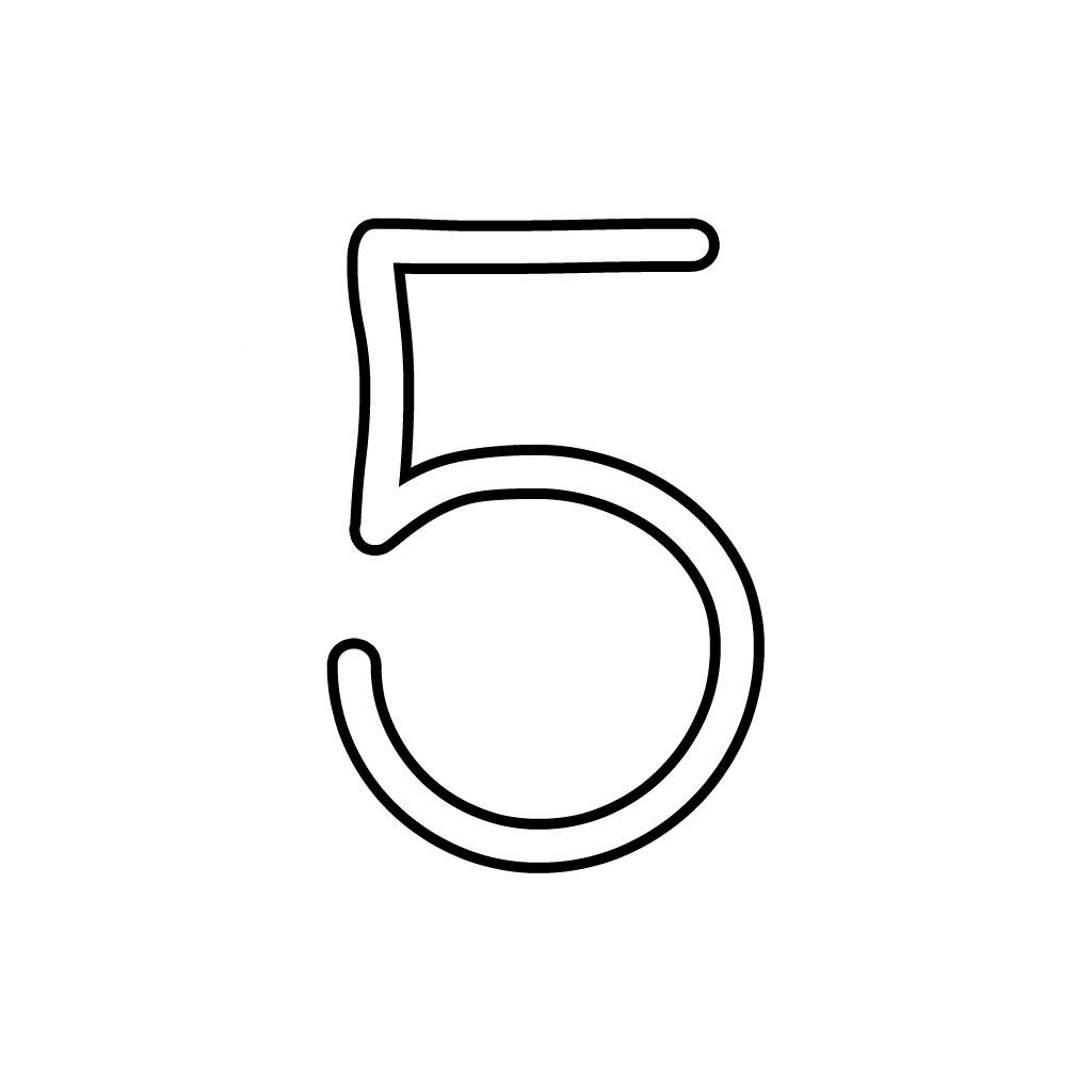 Letters and numbers - Number 5 (five) cursive