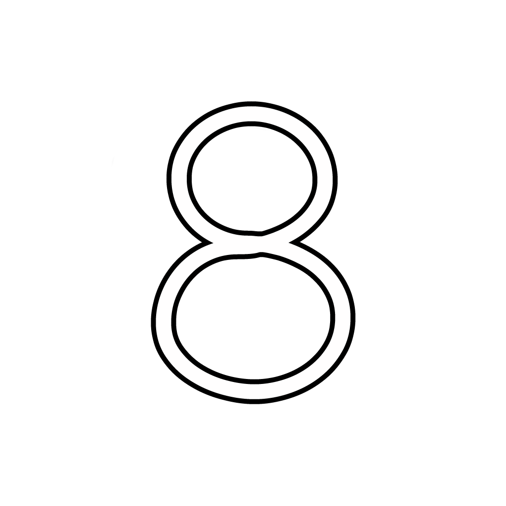Letters and numbers - Number 8 (eight) cursive