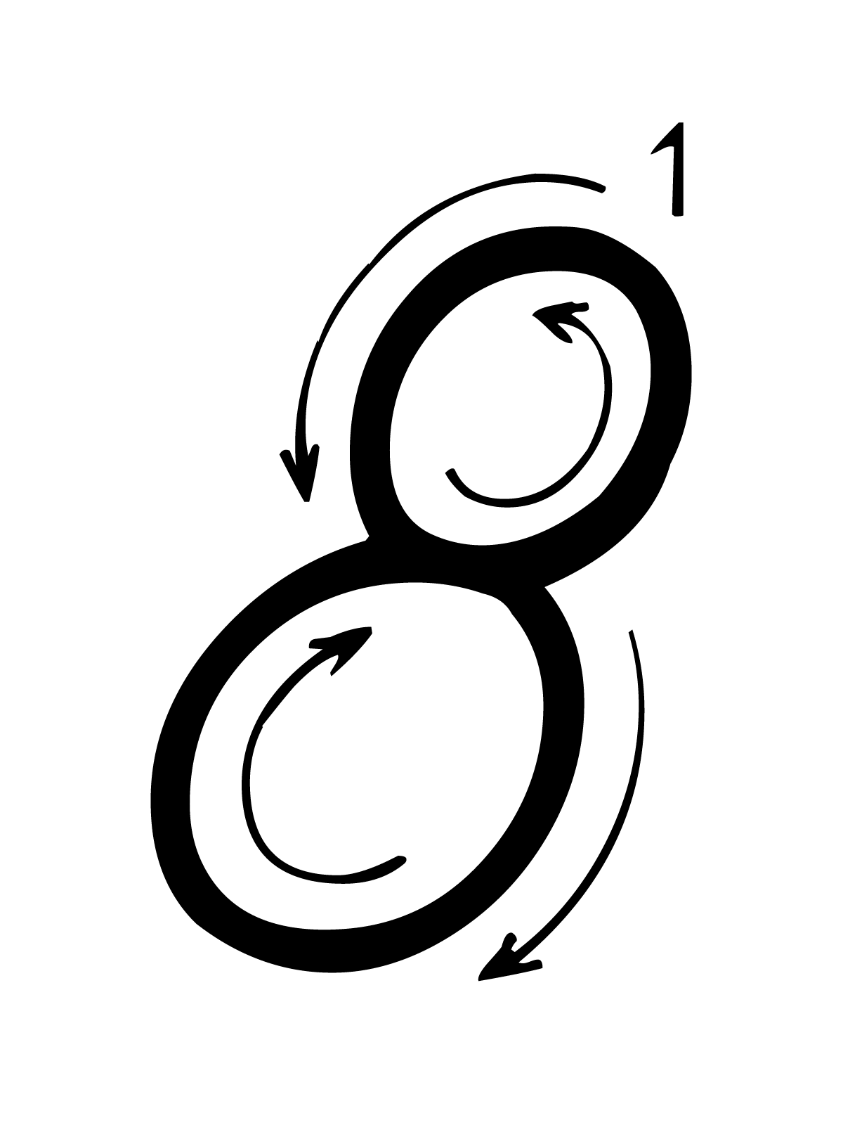 Letters and numbers - Number 8 (eight) with indications cursive movement
