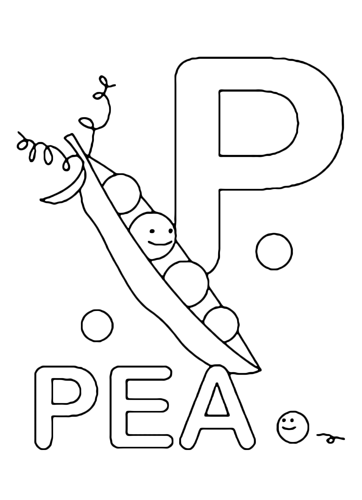 Letters and numbers - P for pea uppercase letter