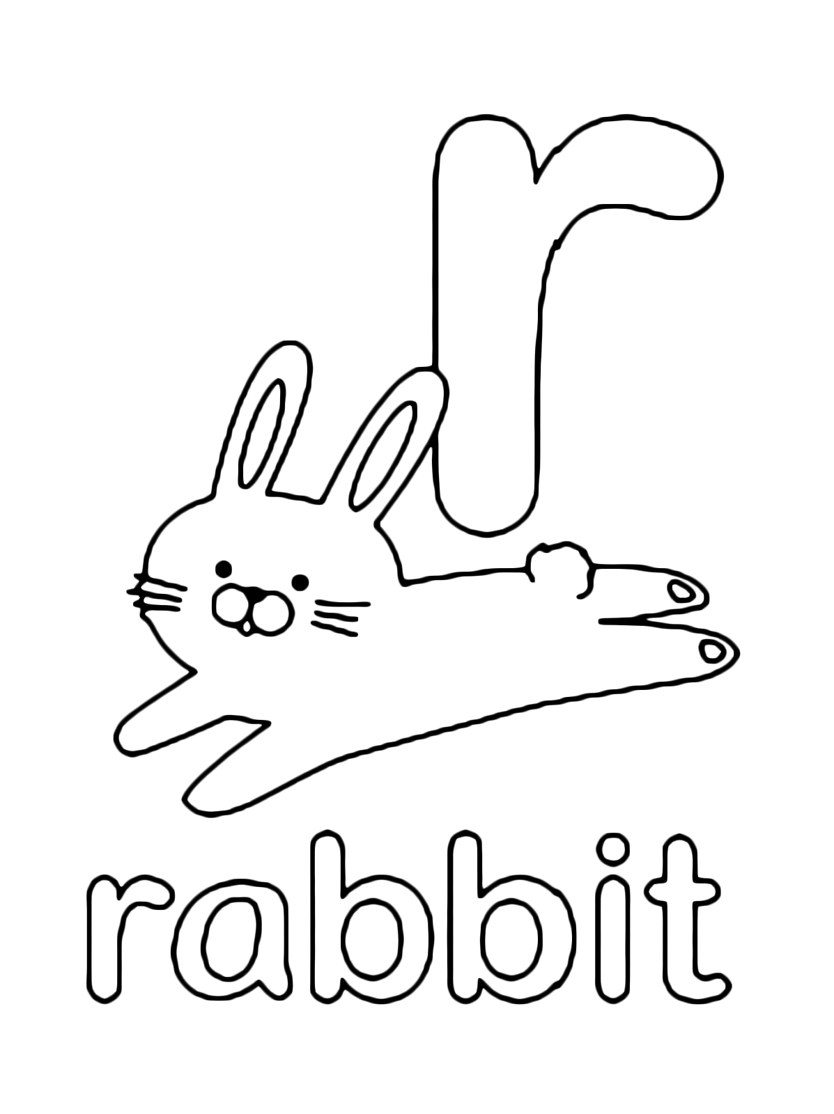 Letters and numbers - r for rabbit lowercase letter
