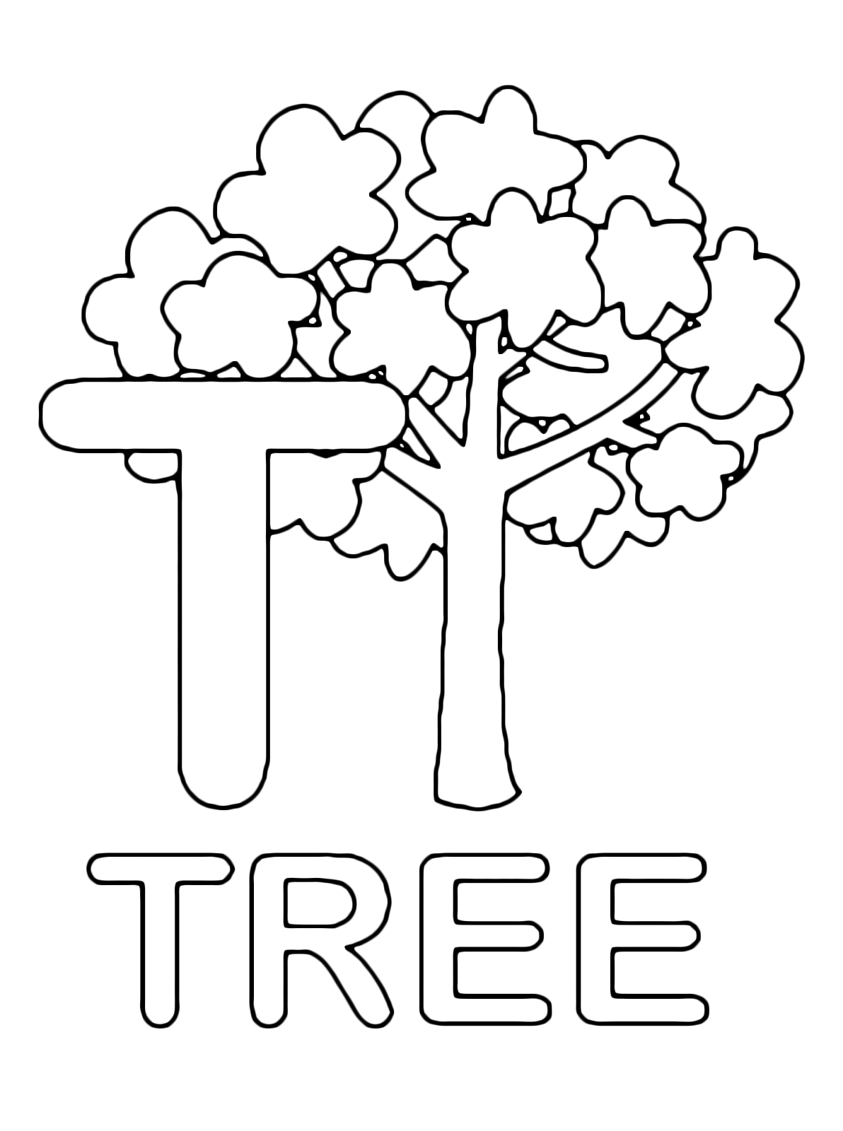 Letters and numbers - T for tree uppercase letter