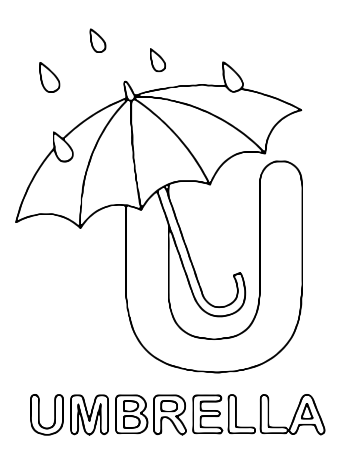 Letters and numbers - U for ubrella uppercase letter