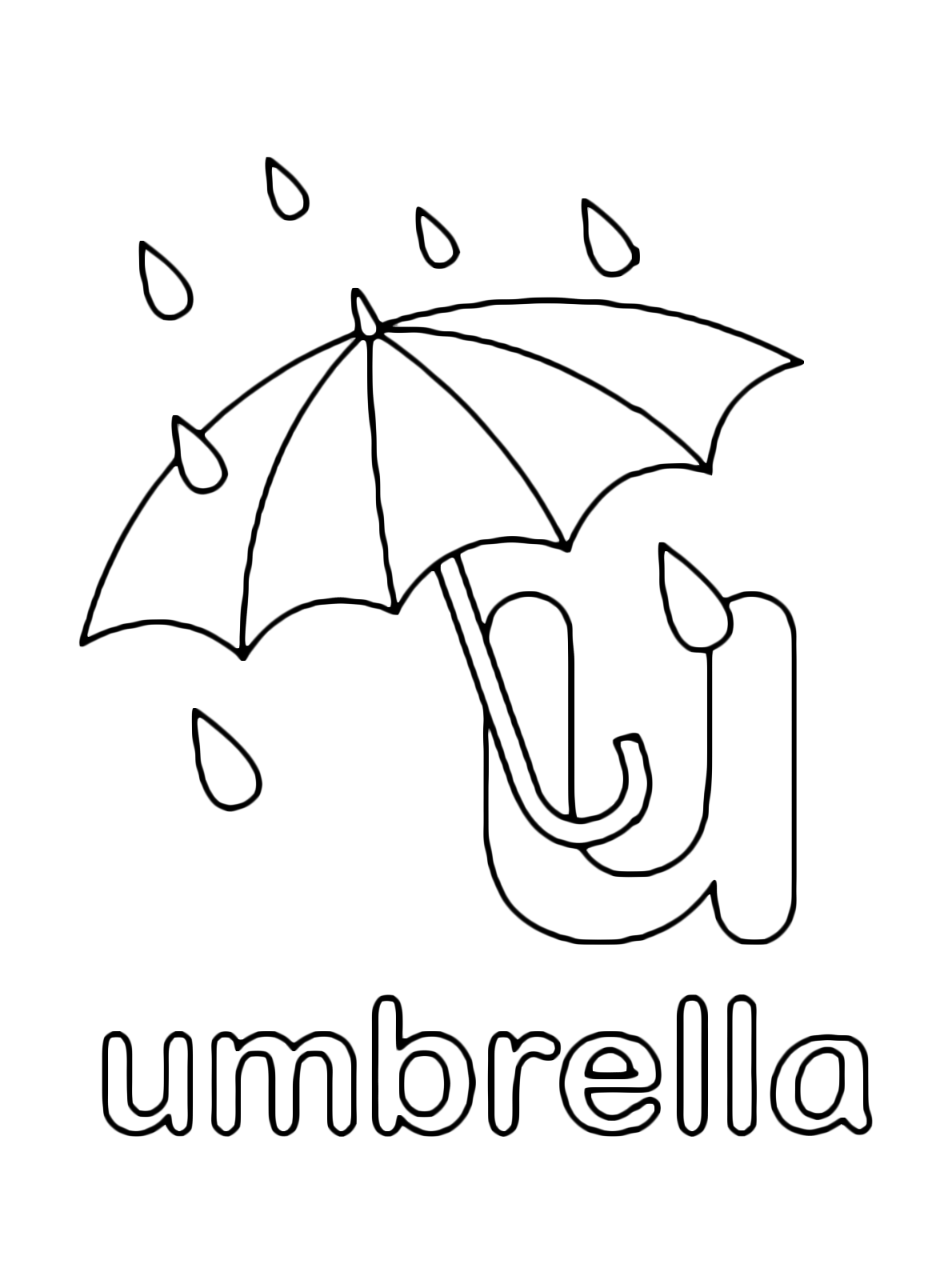 Download Letters and numbers - u for umbrella lowercase letter