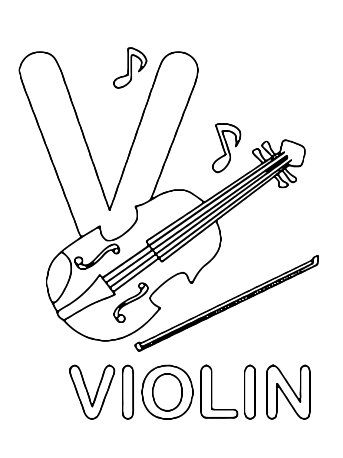 Letters and numbers - V for violin uppercase letter
