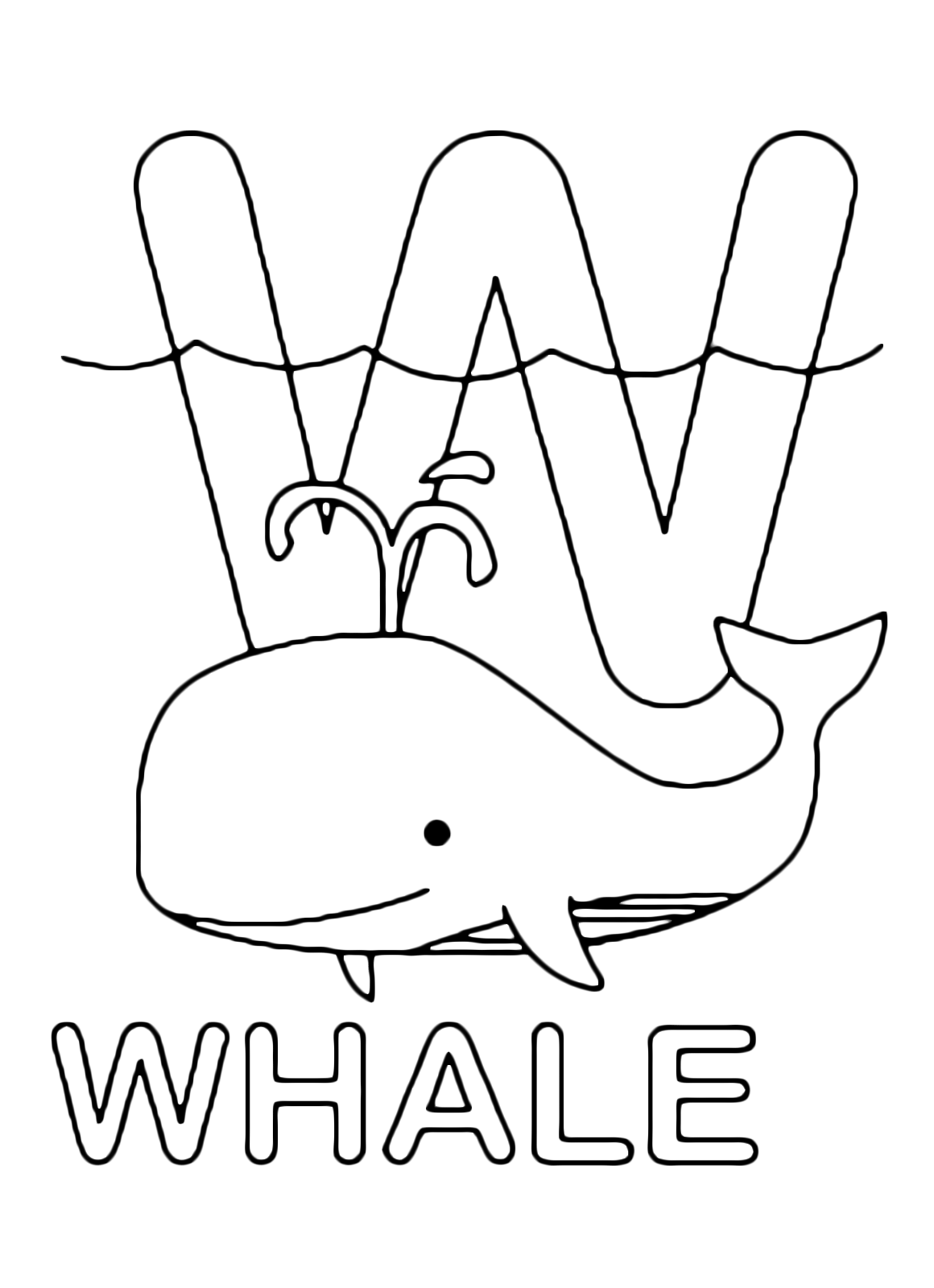Letters and numbers - W for whale uppercase letter