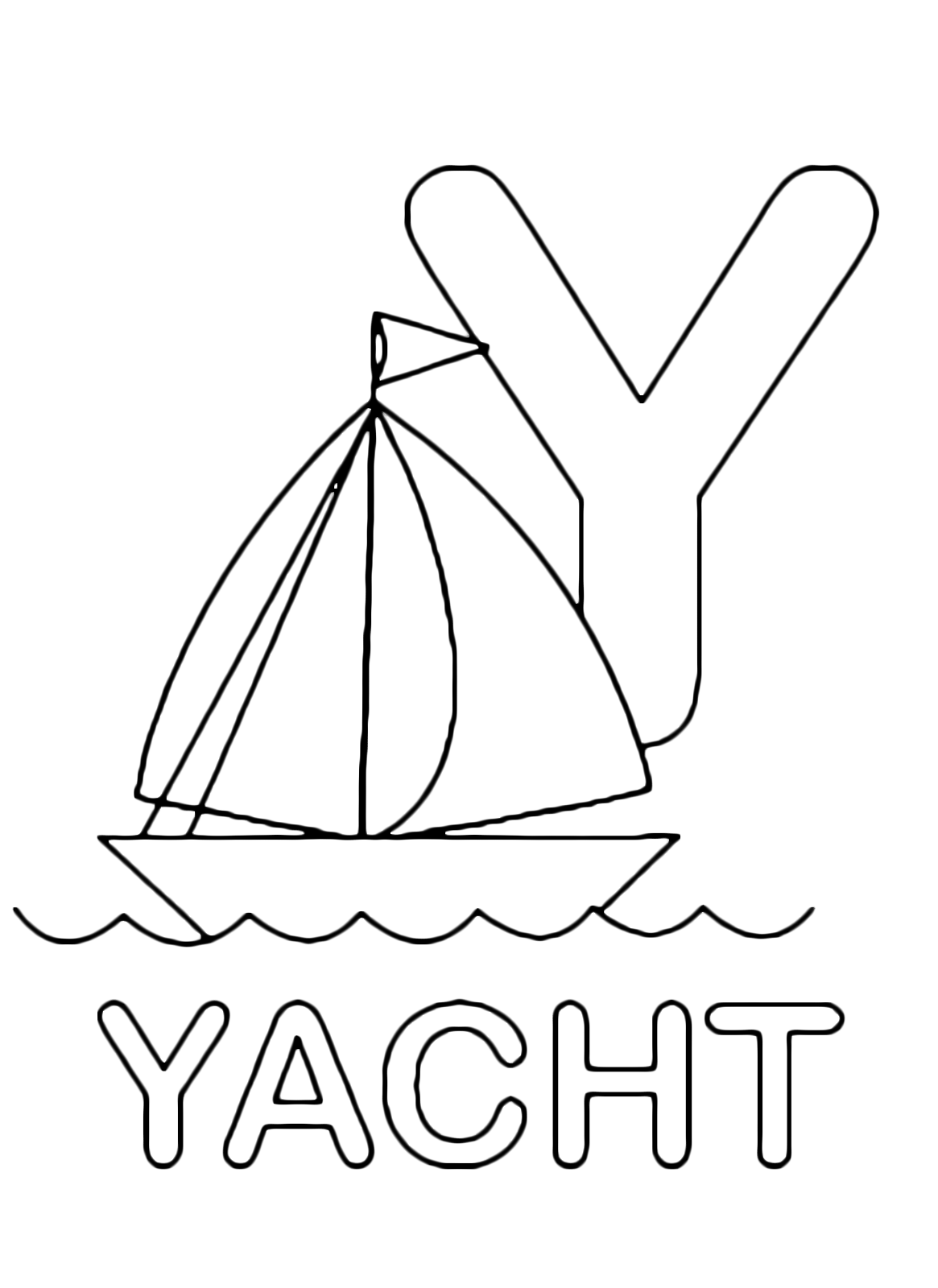 y is for yacht coloring page