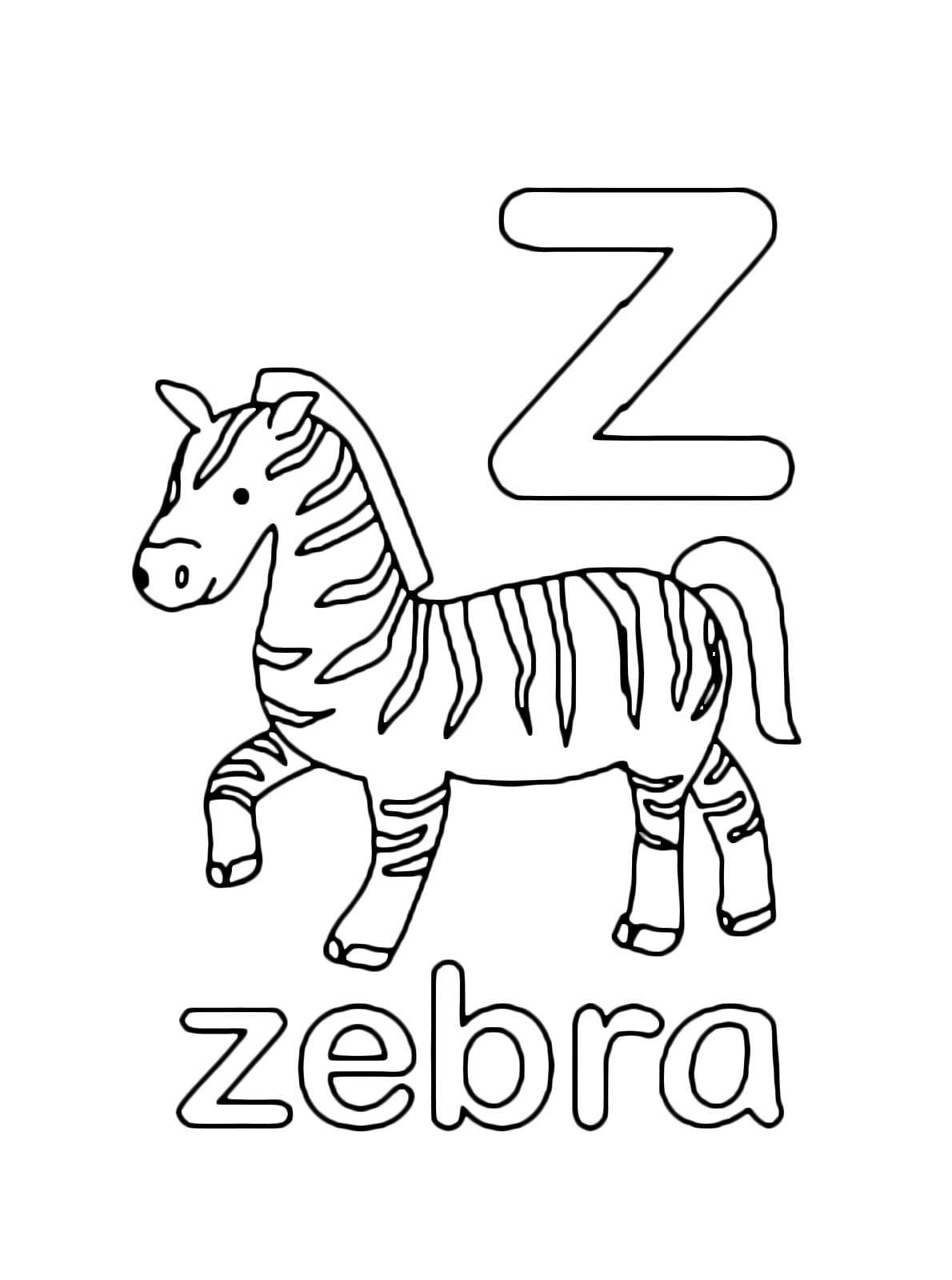 Letters and numbers - z for zebra lowercase letter