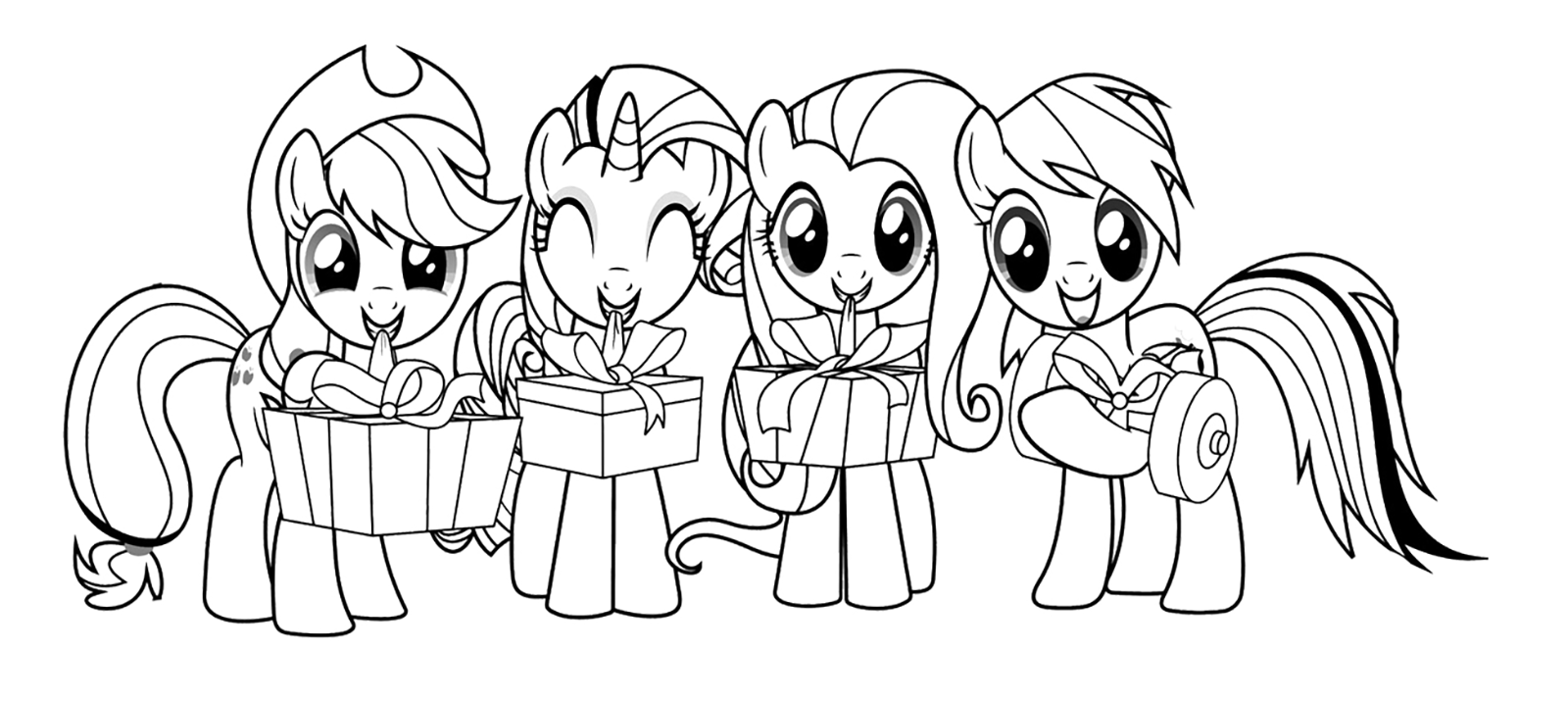 My Little Pony - Rarity Fluttershy Applejack Rainbow Dash bring everyone a gift