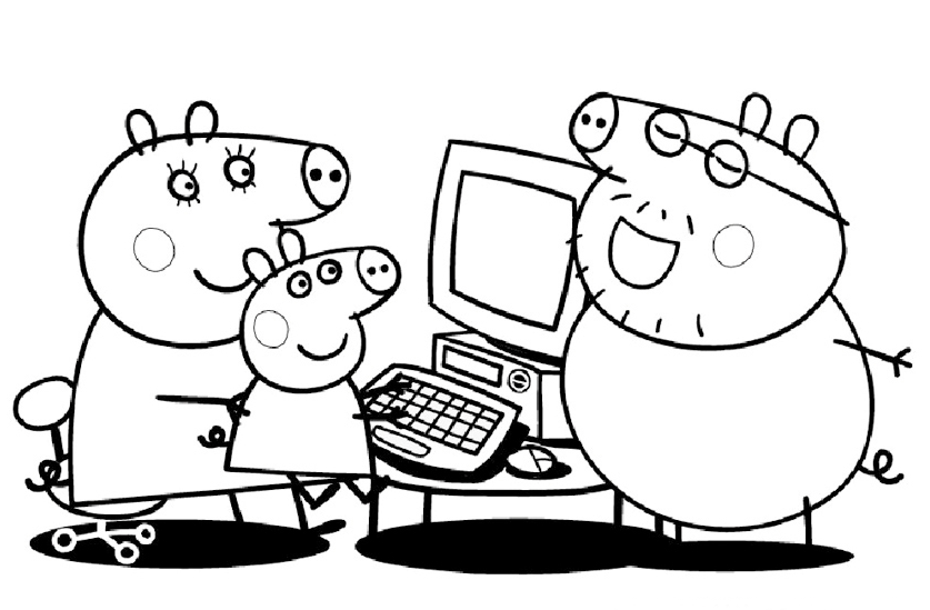 Peppa Mum and George Coloring Pages - Peppa Pig Coloring Pages - Coloring  Pages for Kids and Adults