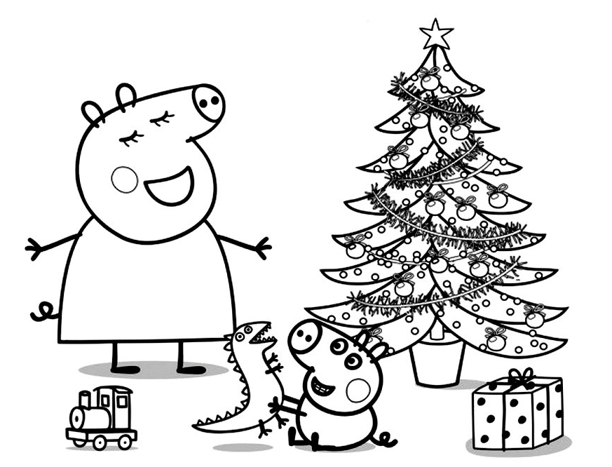 Peppa Pig Natale.Peppa Pig Mummy Pig And George Sing Near The Christmas Tree