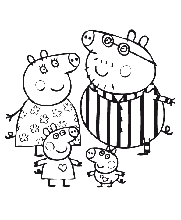 Peppa Pig - Peppa Pig and her family in pajamas