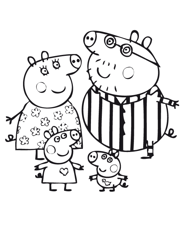 Família Pig  Peppa pig coloring pages, Peppa pig colouring, Peppa