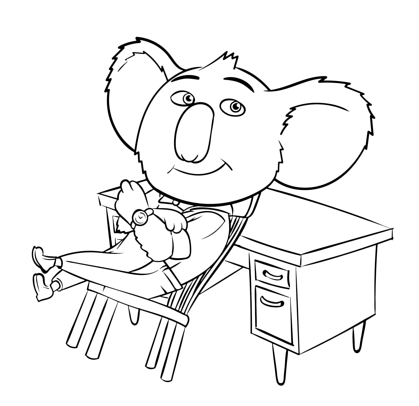 Sing - The koala Buster Moon sat leaning against the desk