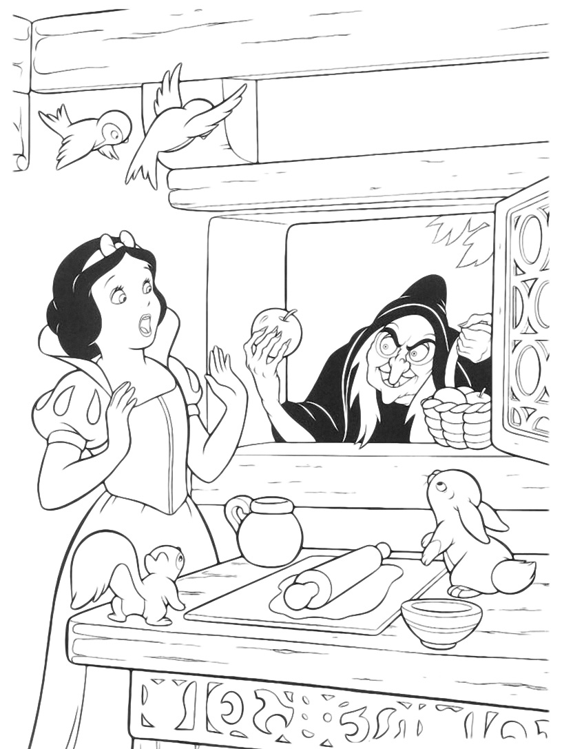 Snow White and the Seven Dwarfs - The witch offers the apple to Snow White
