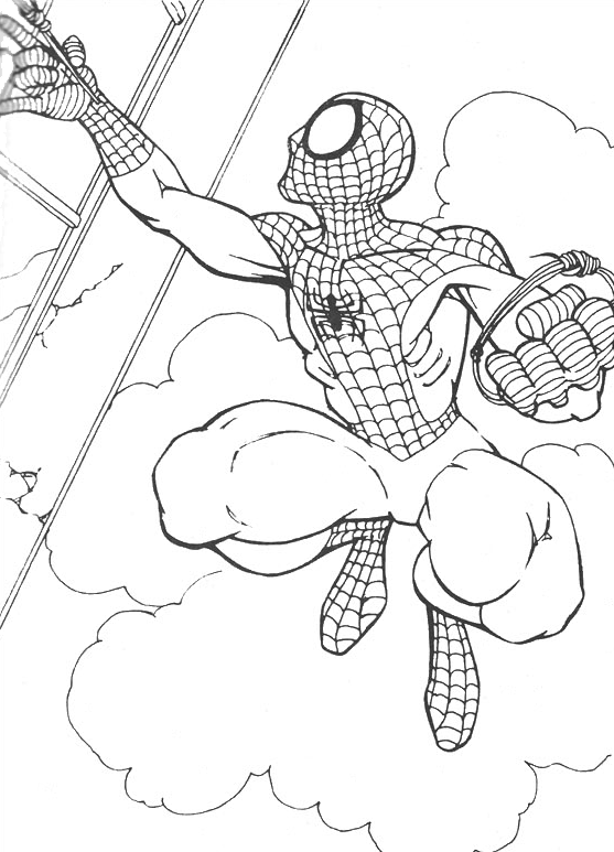 Spiderman - Spiderman flies with cobwebs