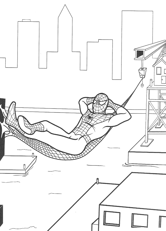 Spiderman - Spiderman resting in a hammock