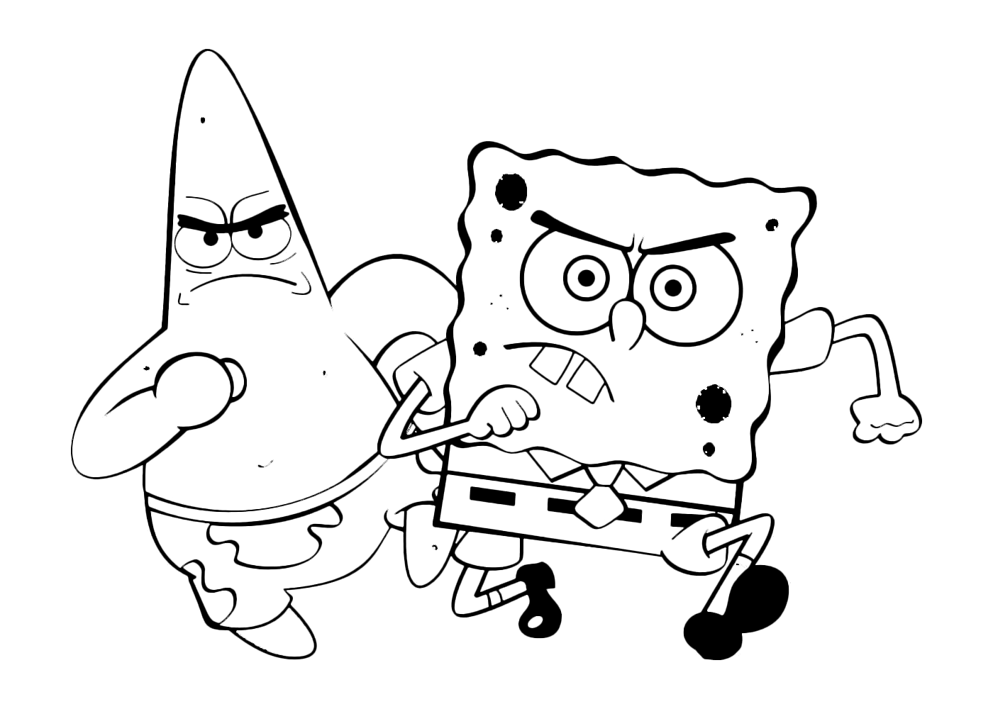 SpongeBob - SpongeBob and Patrick Star advancing very angry