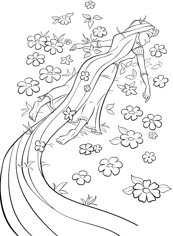 Tangled - Rapunzel among the flowers