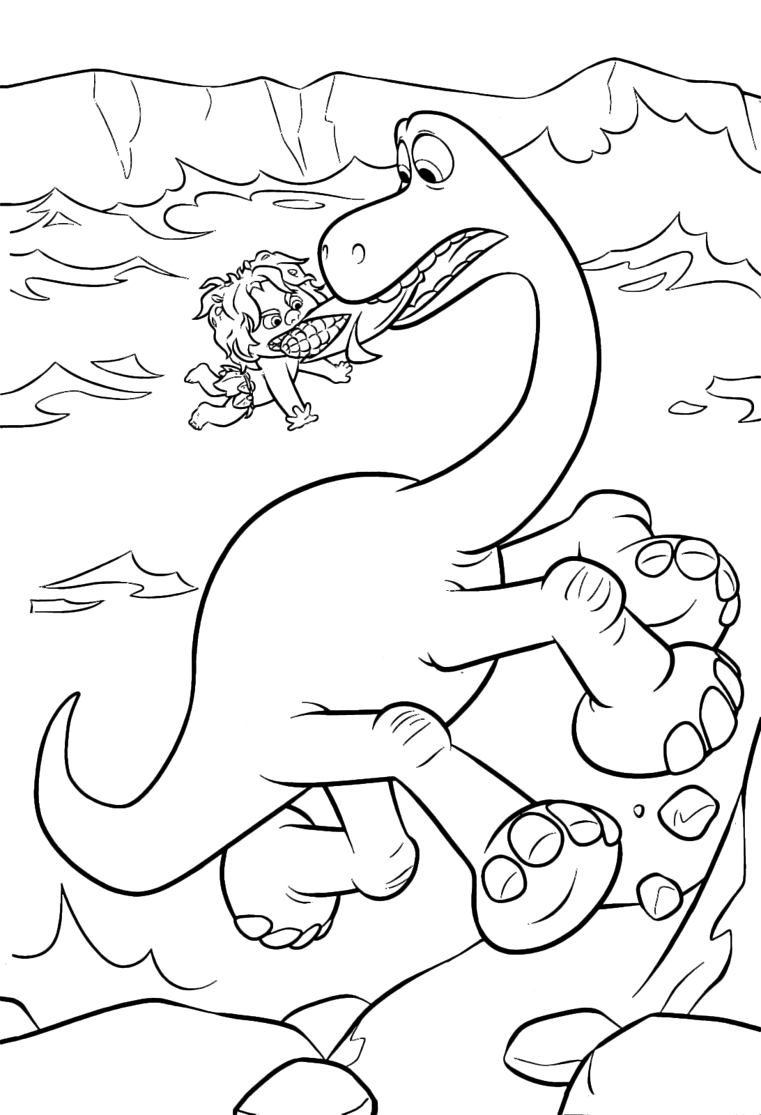 Arlo Helps Spot Good Dinosaur Coloring Pages - Free Printable