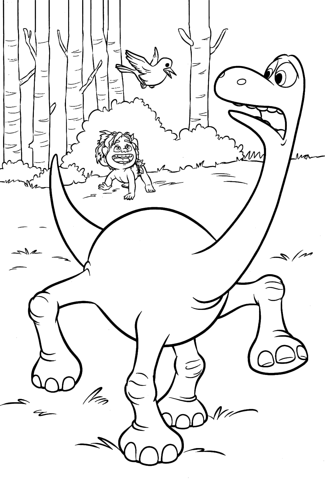 Arlo Helps Spot Good Dinosaur Coloring Pages - Free Printable