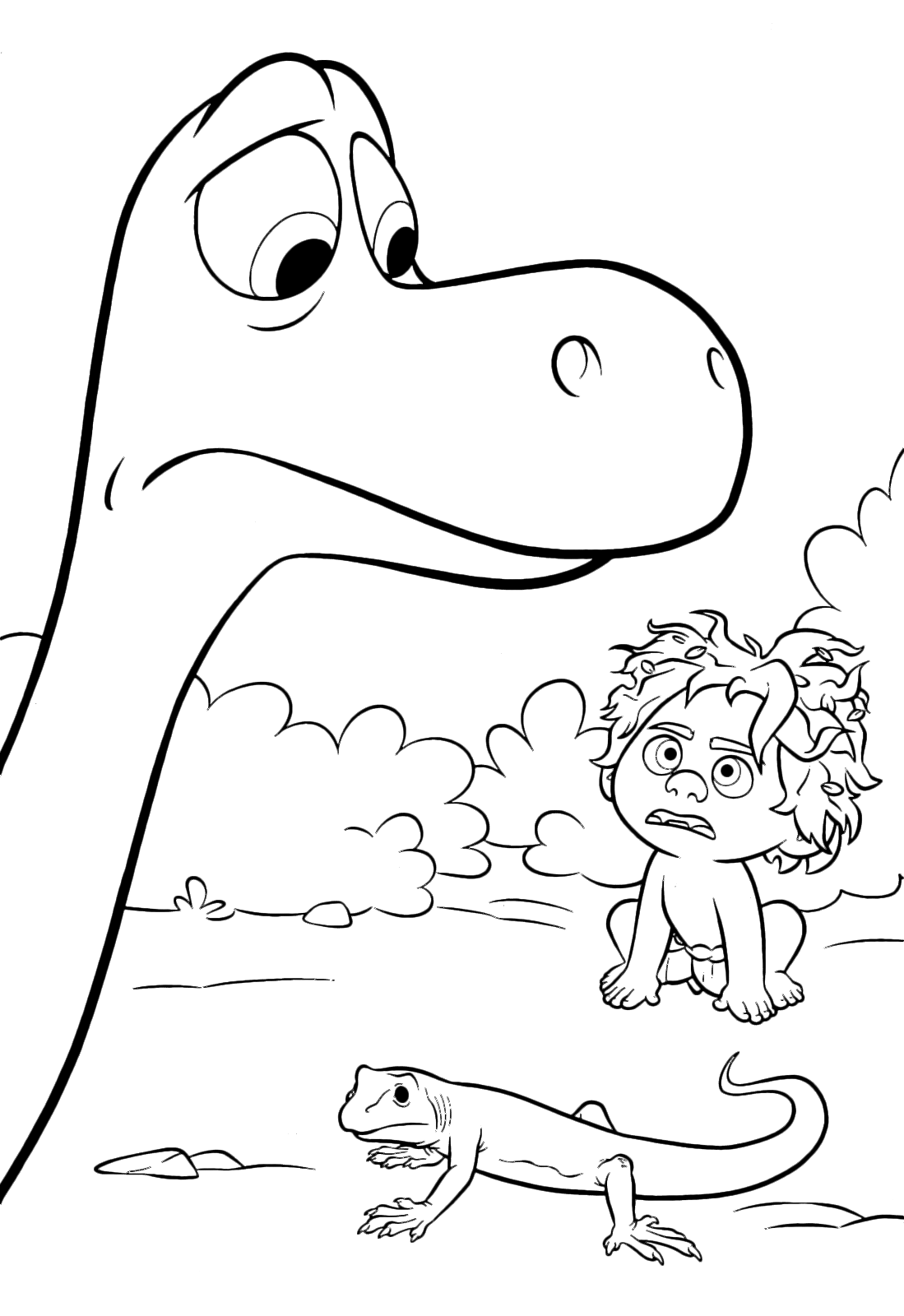 The Good Dinosaur - Arlo looks scared the lizard
