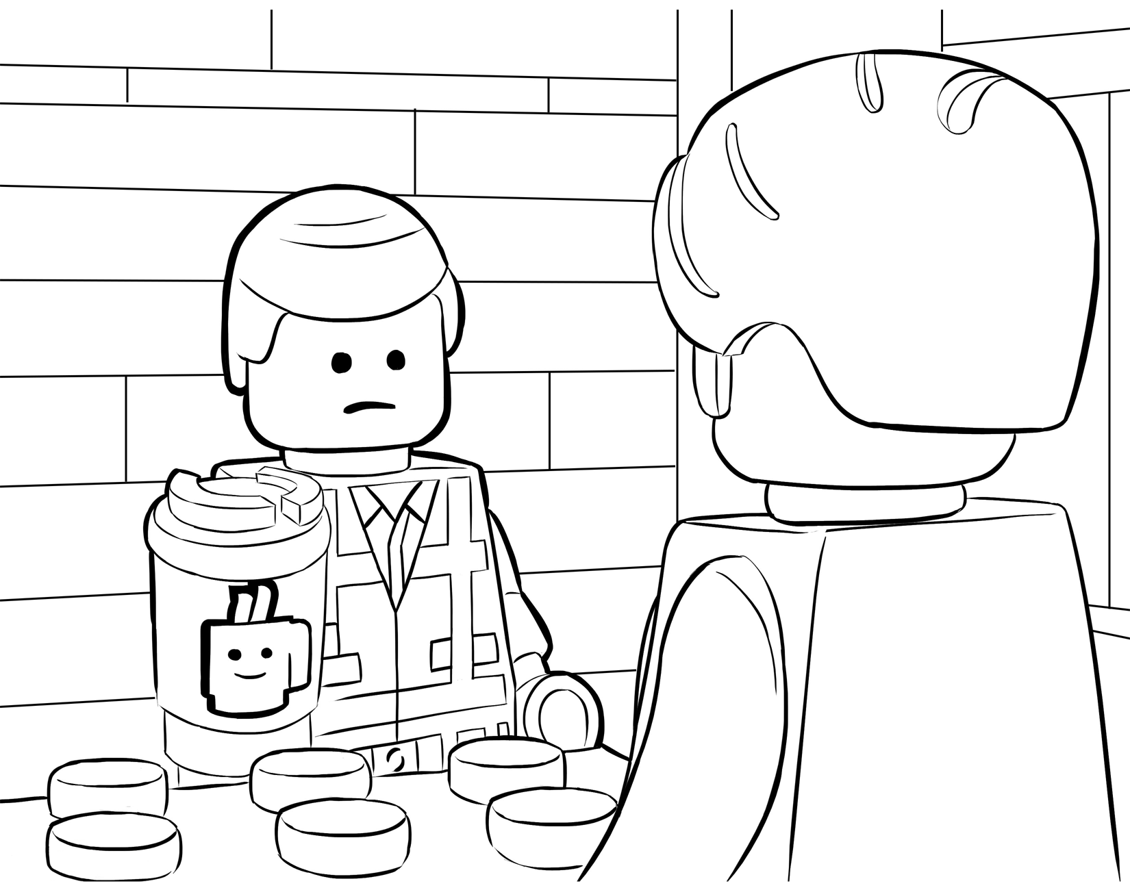 The LEGO Movie - Emmet looks in the mirror while breakfasting