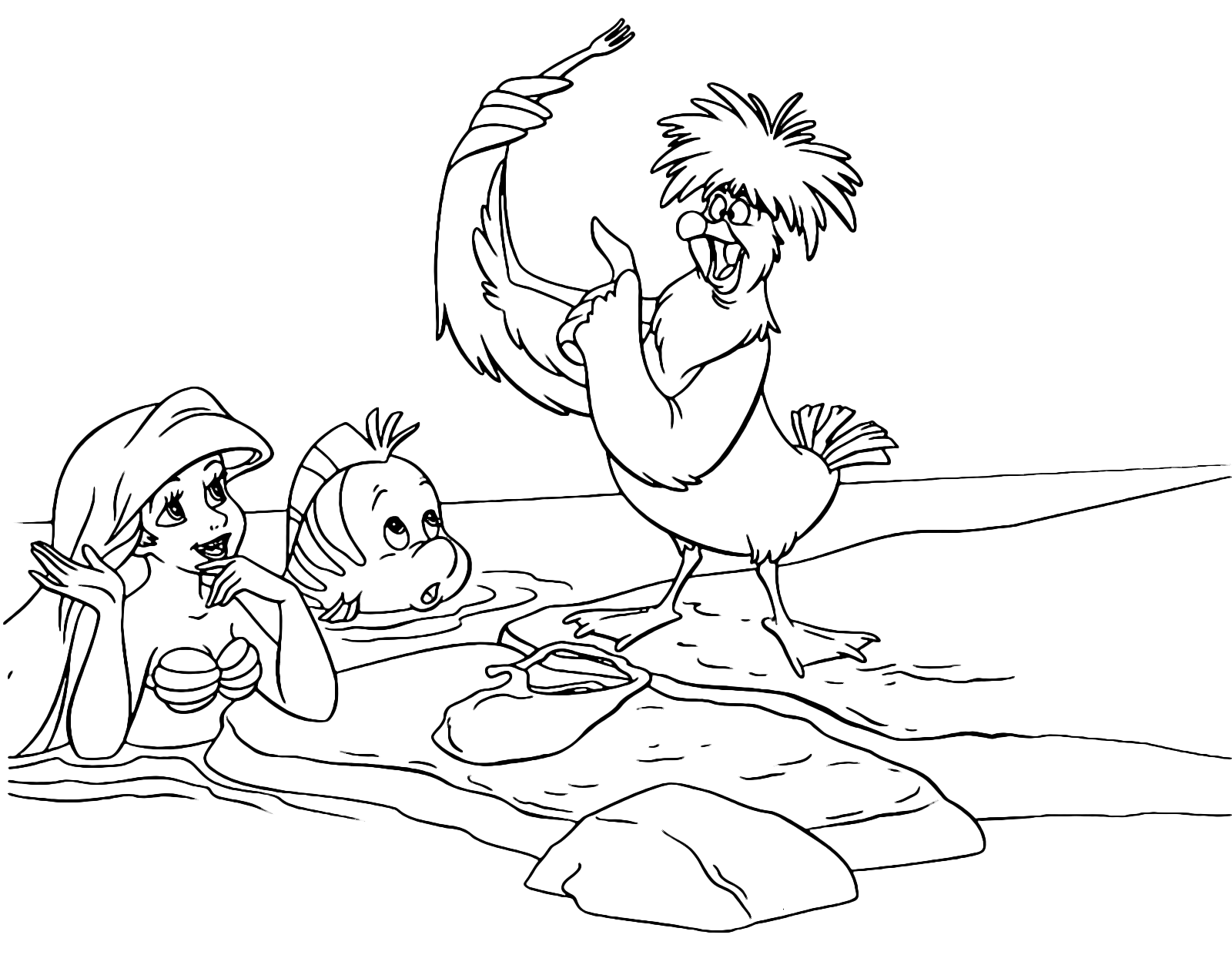 ariel and flounder the little mermaid coloring pages