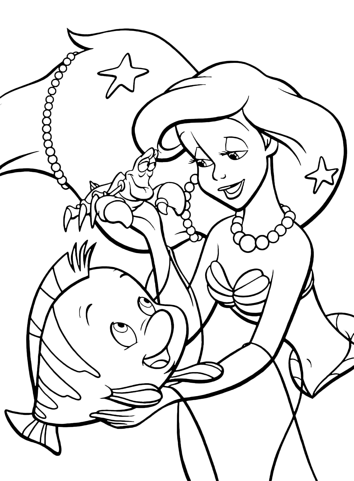 ariel and flounder the little mermaid coloring pages