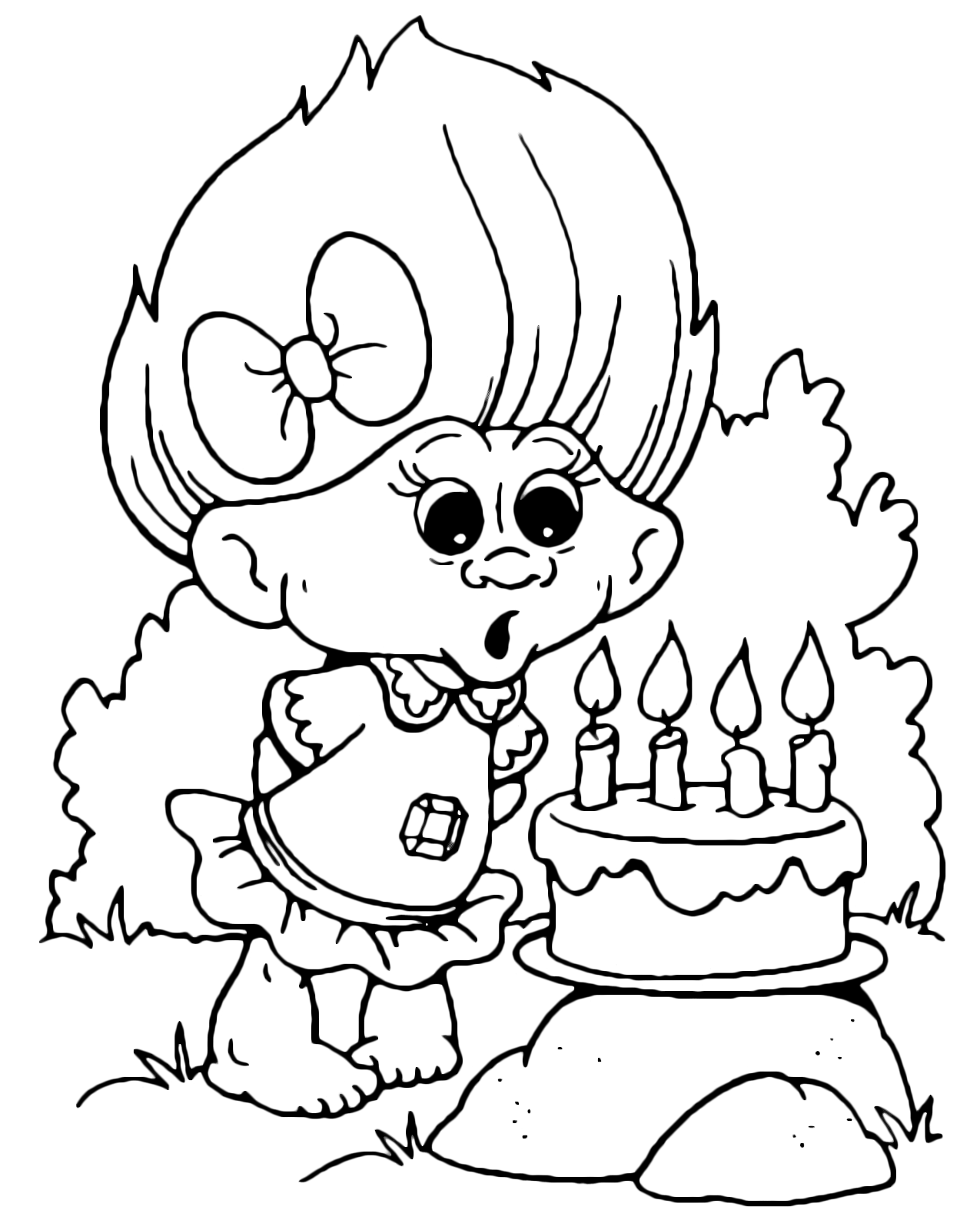 Trolls - A small Troll blows on its four candles