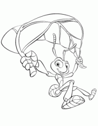 Flik is flying through a leaf