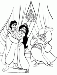 Aladdin and Jasmine receive the blessing from the Sultan of Agrabah