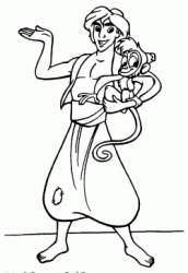 Aladdin holding the little monkey Abu