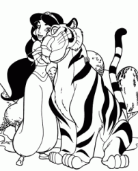 Jasmine hugs the tiger Raja tightly