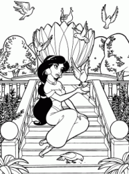 Princess Jasmine feeds the doves