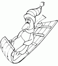 A penguin sledding