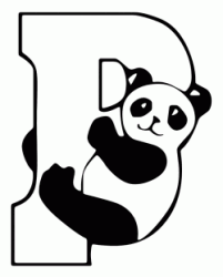 Panda hanging on a P