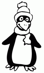 Penguin with hat and scarf