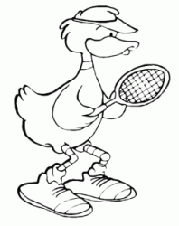 The duck plays tennis