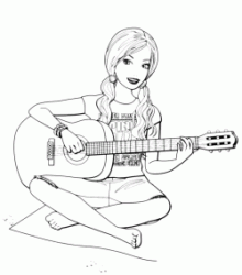 Barbie plays the guitar