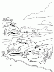 Lightning McQueen and Doc Hudson make the race