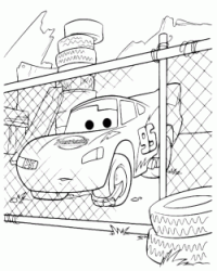 Lightning McQueen imprisoned in the enclosure