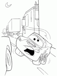 Lightning McQueen in danger on the highway